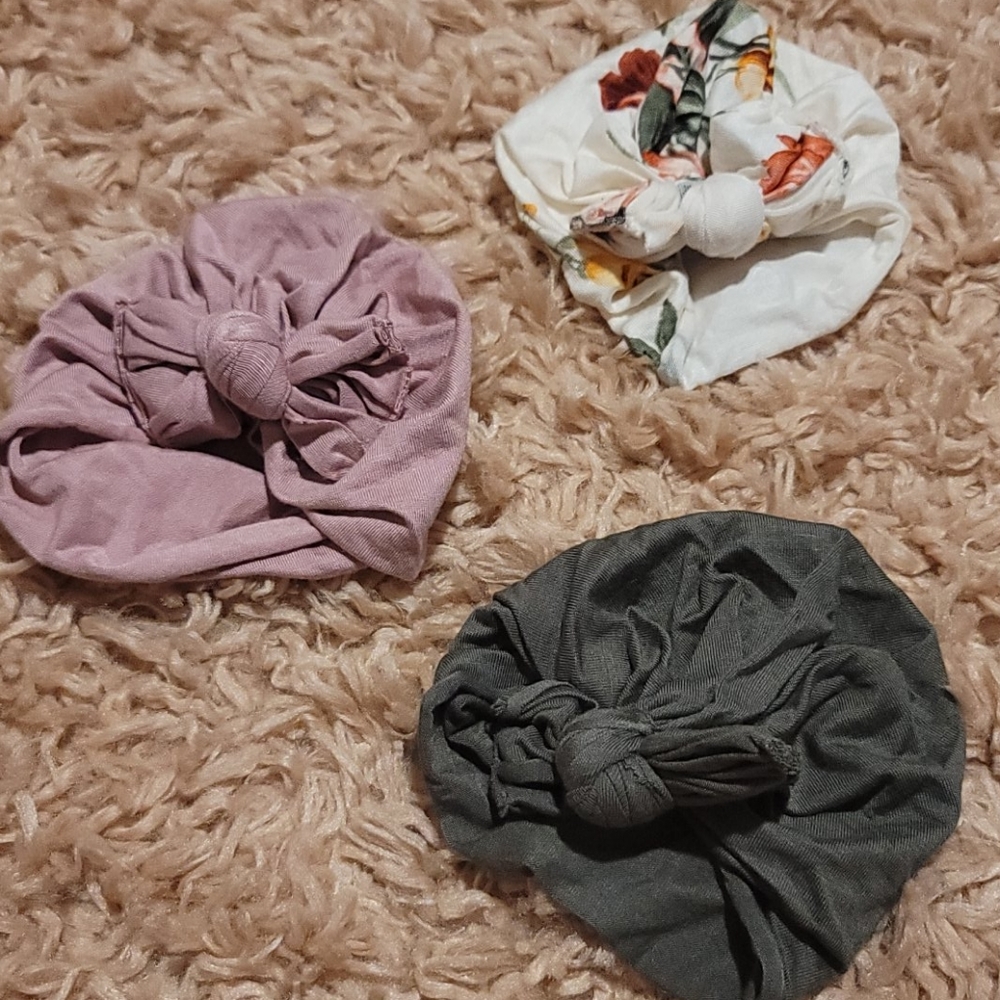 Lot of 3 Top Knots Head Wraps Newborn